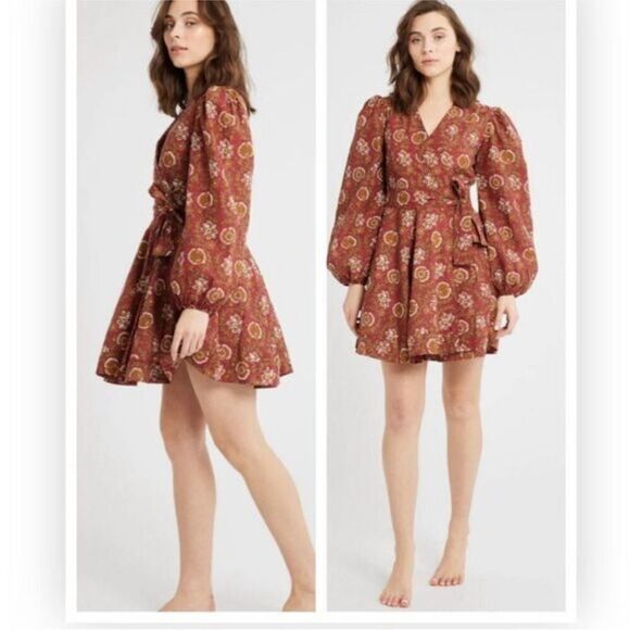 Mille Nan Wrap Dress in Cinnabar Medium NWT $298 - Picture 2 of 8